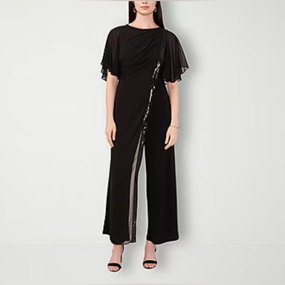 MSK Elegant Black Sequin Detail Jumpsuit - Picture 1 of 8
